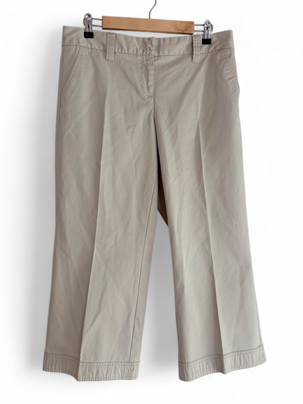 Tommy Hilfiger Women's 100% Cotton Tan Wide Leg Cropped Capri Pants Size 10